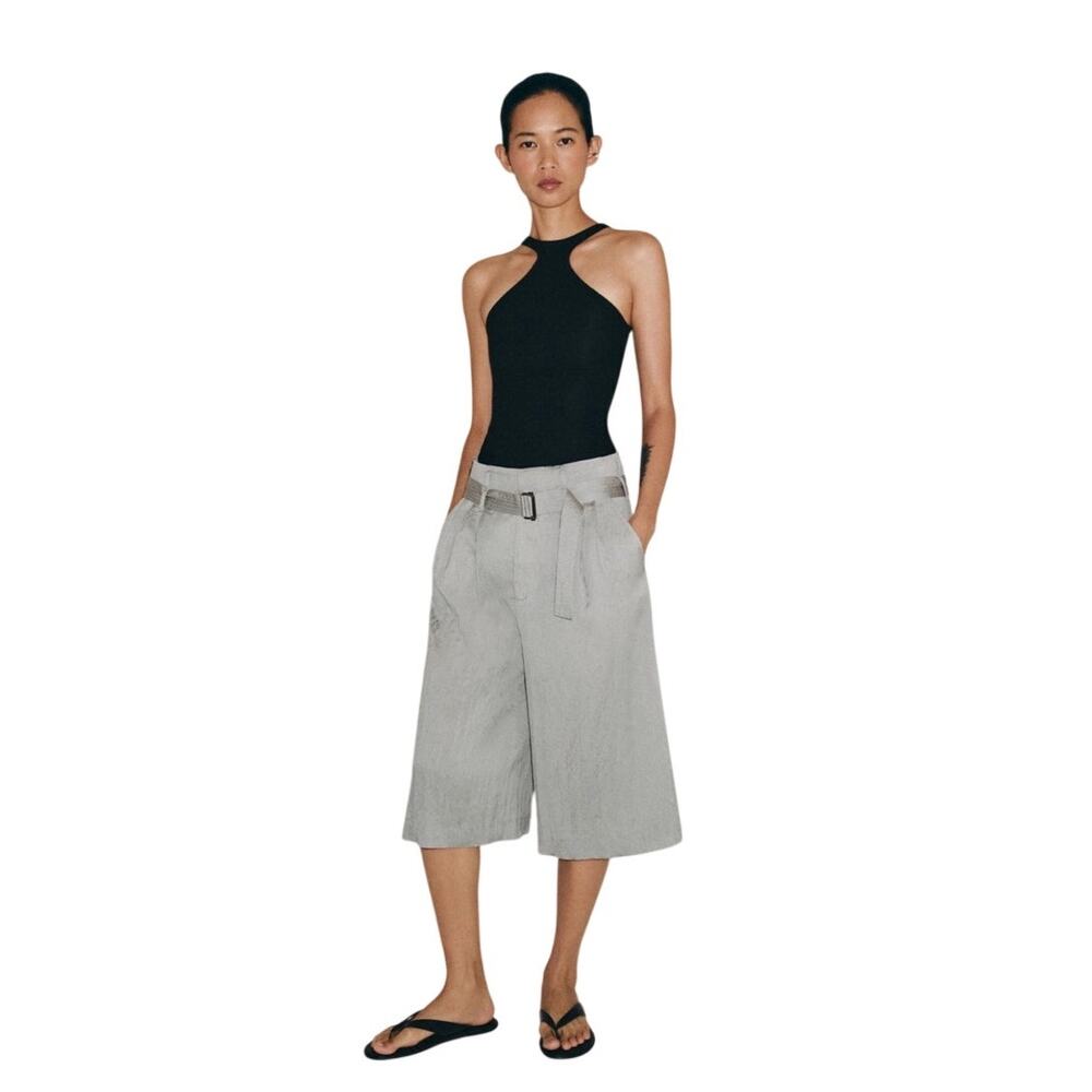 ZARA Black Cotton Blend Halter Neck Sleeveless Top Small EUC